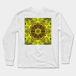 Psychedelic Hippie Flower Yellow and Green Long Sleeve T-Shirt